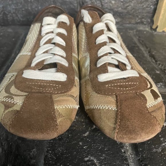 Coach Tidy sneakers brown and gold patchwork size7 - Picture 3 of 5